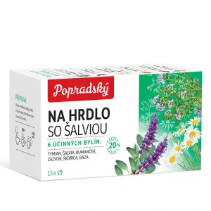 čaj popradský bylinný Na hrdlo se šalvějí 15 sáčků